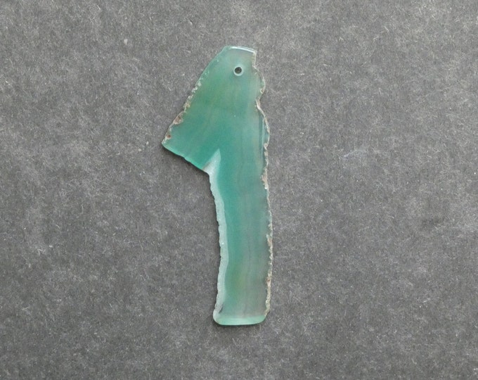 65x25mm Natural Agate Pendant, Gemstone Pendant, Green, Dyed, One of a Kind, Only One Available, Large Agate Nugget, Unique Agate Charm