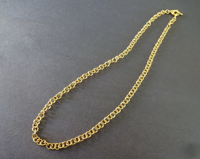 304 Stainless Steel 17.7 Inch Rolo Chain, With Brass Ring Clasp, Gold Color, DIY Link Necklace Chain, Cut To Size, Ready To Wear Chain