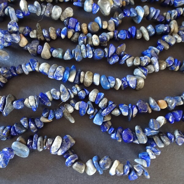 31.5 Inch 5-8mm Natural Lapis Lazuli Nugget Beads, About 300 Beads, Natural Stone Beads, Blue Lapis Bead, Natural Gemstone, Mica Stone Bead