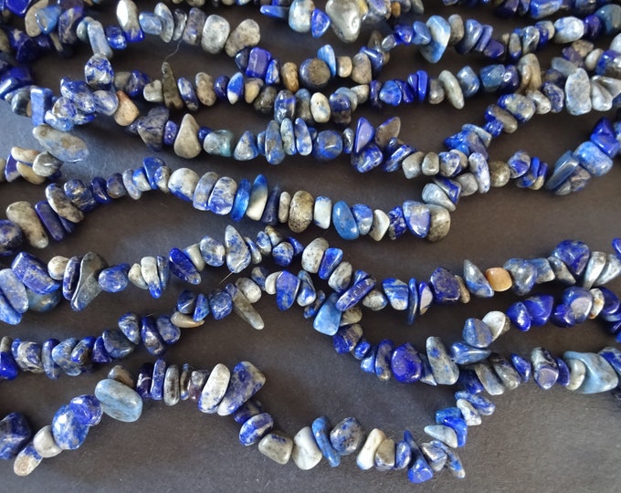 31.5 Inch 5-8mm Natural Lapis Lazuli Nugget Beads, About 300 Beads, Natural Stone Beads, Blue Lapis Bead, Natural Gemstone, Mica Stone Bead