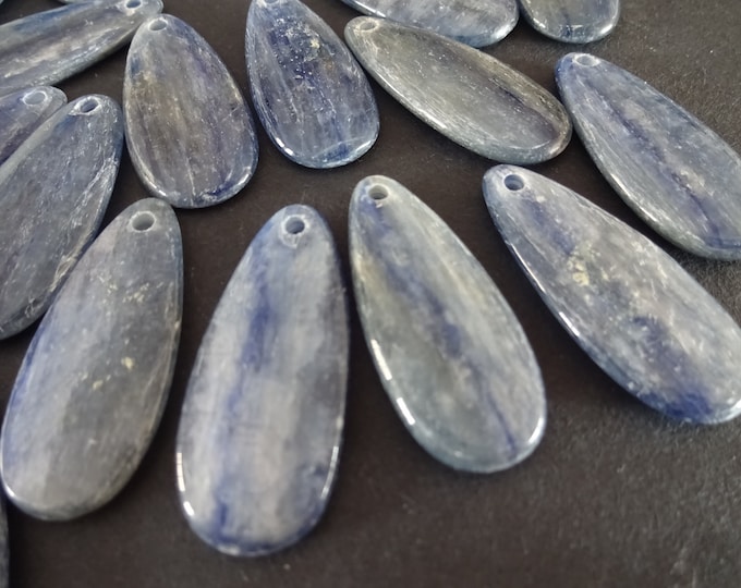 30x12mm Natural Kyanite Pendant, Drilled 2mm Hole, Polished Stone, Blue Cabochon, Natural Stone, Deep Blue, Gemstone Jewelry, Cyanite