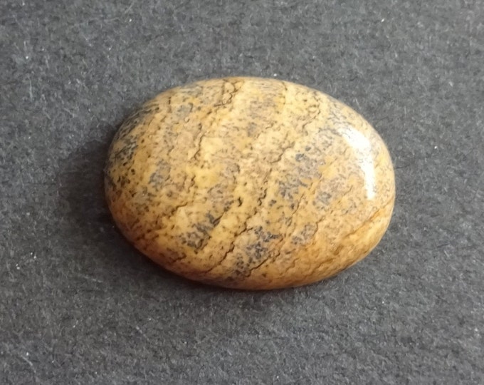 25x18mm Natural Picture Jasper Cabochon, Large Oval, Brown & Beige, One Of A Kind, As Seen In Image, Only One Available, Picture Jasper Cab