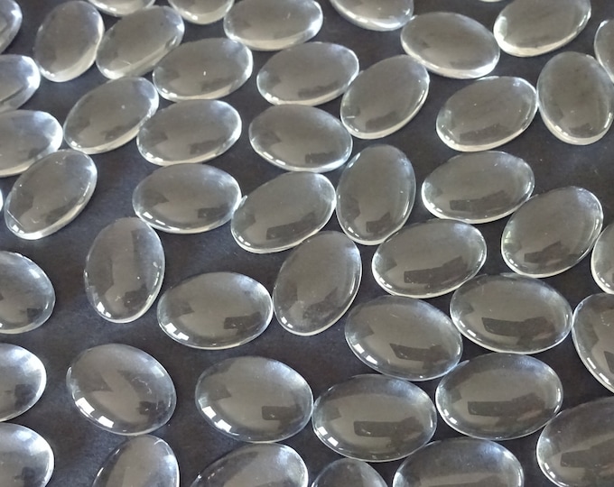 14x10mm Transparent Glass Cabochon, Oval Cabochon, Clear Glass Gem, Glass Jewelry Making, Glass Cab, Simple Glass Stone, Glass Crystal