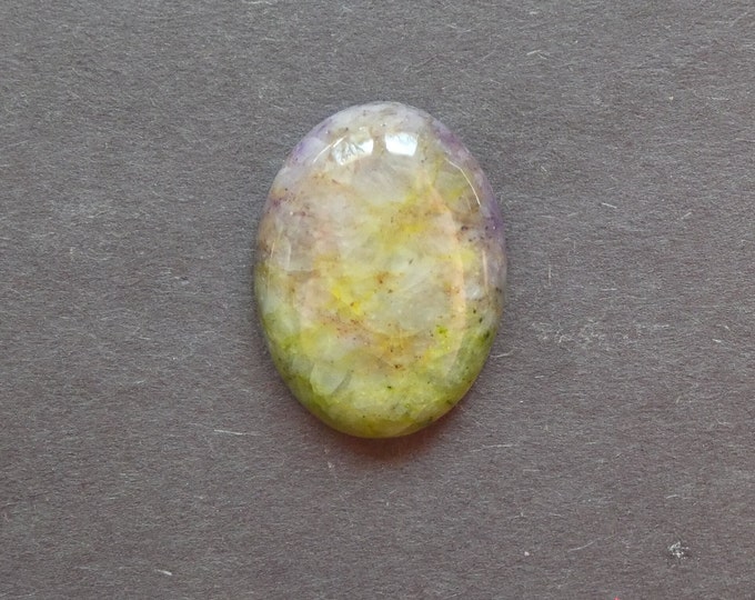 30x22x7.5mm Natural Calcite Cabochon, Gemstone Cabochon, Green and Purple, Dyed, Large Oval, One of a Kind, Only One Available,Calcite Stone