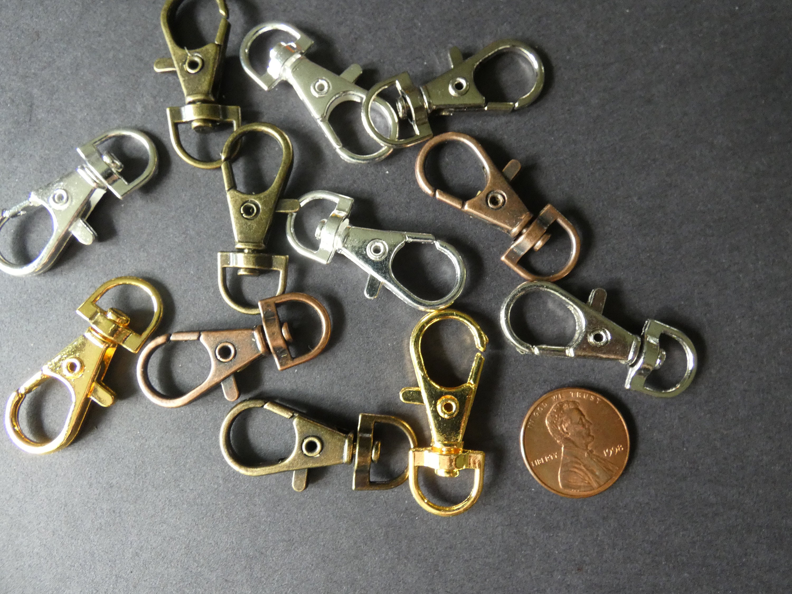 37mm Metal Swivel Lobster Claw Clasps, Mixed Color, Jewelry Clasps, 4