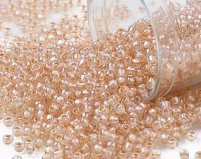 11/0 Toho Seed Beads, Crystal Apricot Lined (794), 10 grams, About 1110 Round Seed Beads, 2.2mm with .8mm Hole, Apricot Lined Finish