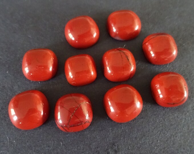 10-11.5mm Natural Red Jasper Gemstone Square Cabochon, Polished Gem Red Jasper Cab, Stone Cabochon, Natural Gemstone, Small Jasper Stone