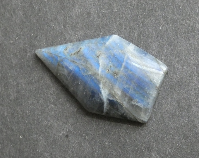 49x29.5mm Natural Labradorite Cabochon, Gemstone Cabochon, Gray & Blue, One of a Kind, As Seen In Image, Only One Available,Opalescent Stone