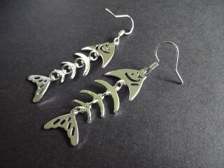 ROSTIVO Orecchini Donna A Forma Di Lisca Di Pesce – Stile Scheletro Punk Y2K, Lega Metallica, Lunghi 7,6 Cm