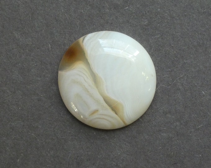 30mm Natural Striped Agate Cabochon, Flat Round Cabochon, One of a Kind, Gemstone Cabochon, Only One Available, Banded Agate Cabochon,Unique