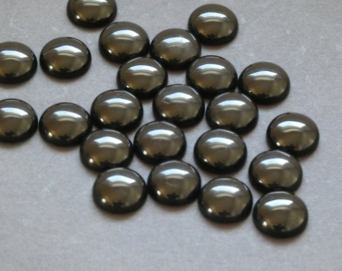16x6mm Natural Black Stone Cabochon, Round Cabochon, Polished Gem, Natural Stone, Dome Gemstone Focal, Classic Solid Black Color