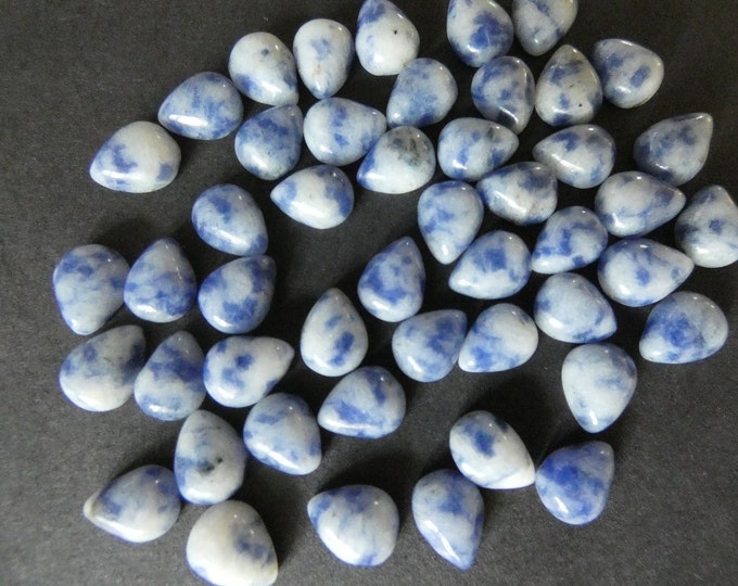 8x6mm Natural Blue Spot Stone Cabochon, Teardrop Cabochon, Polished Stone, Blue Stone Cabochon, Natural Gemstone, Spotted Stone Focal, Gem