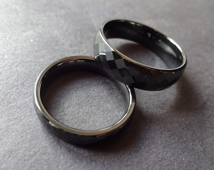 Diamond Cut Ceramic Ring, Geometric Ceramic Band, Black Ceramic Ring, His or Her Ring, Diamond Cut Ring, Diamond Cut Design, Black Ceramic
