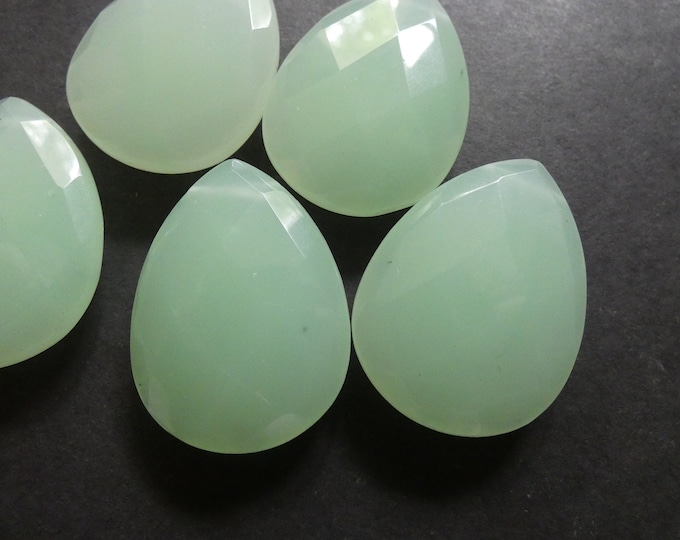 40mm Natural Green Quartz Faceted Pendant, Dyed, Drilled, Teardrop Pendant, Large Charms, Polished Gemstone Drop, Quartz Teardrop, 1mm Hole