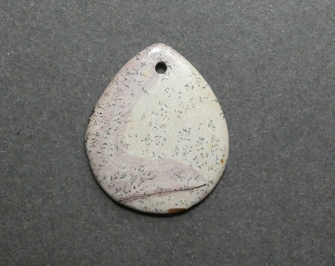 47x40mm Natural Dendritic Jasper Pendant, Large Teardrop, Gray, One Of A Kind, As Seen In Image, Only One Available,Dendritic Jasper Pendant