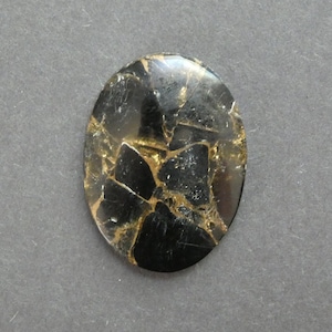 40x30mm Natural Obsidian Gold Metal Matrix Cabochon, Large Oval, One of a Kind, As Seen in Image, Only One Available, Gemstone Cabochon
