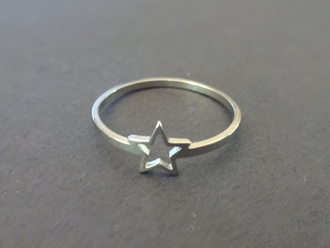 Stainless Steel Silver Star Ring, Silver Star Outline, Sizes 6-10 ...