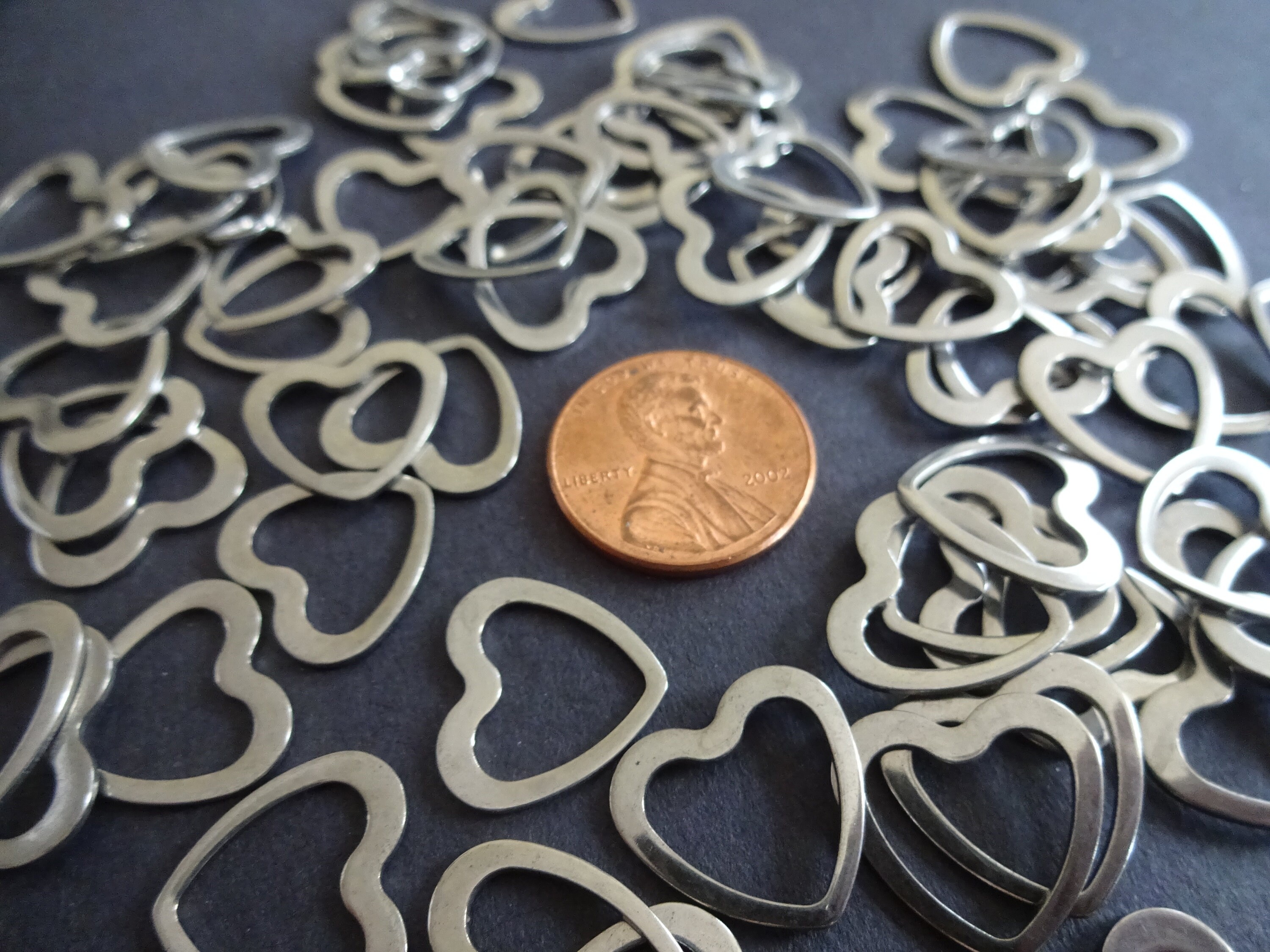 14mm 304 Stainless Steel Heart Link, Metal Link, Silver Color, Bracelet