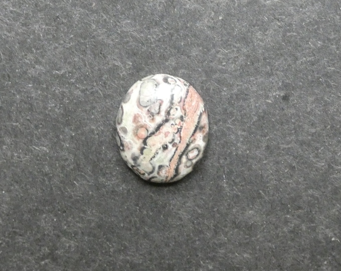 17.5x15mm Natural Leopardskin Jasper Cabochon, Beige and Black, Small Oval, One of a Kind, Only One Available, Unique Gemstone Cabochon