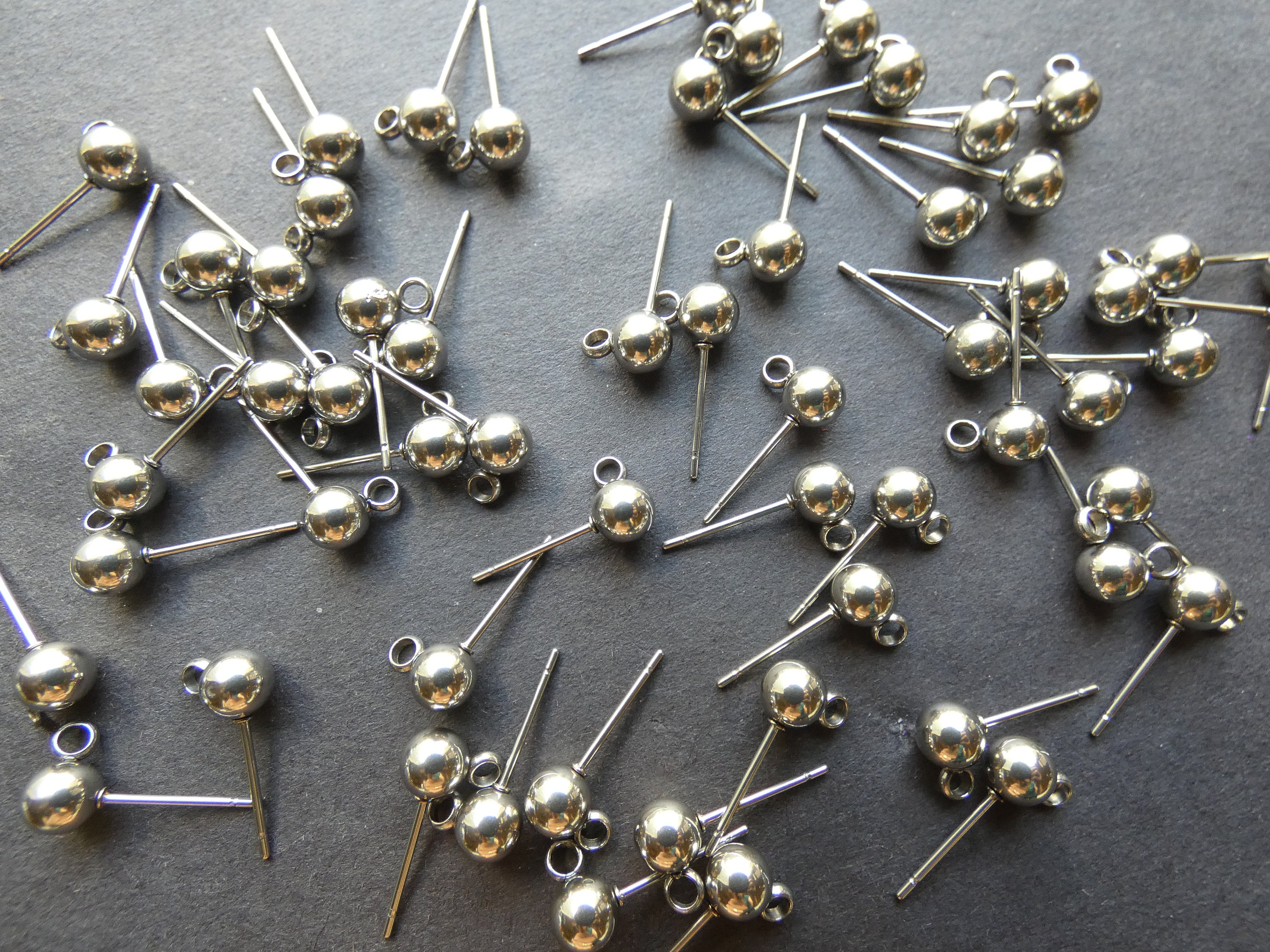 304 Stainless Steel 8x5mm Earring Post, Stud Components, ,6mm Pin, 1