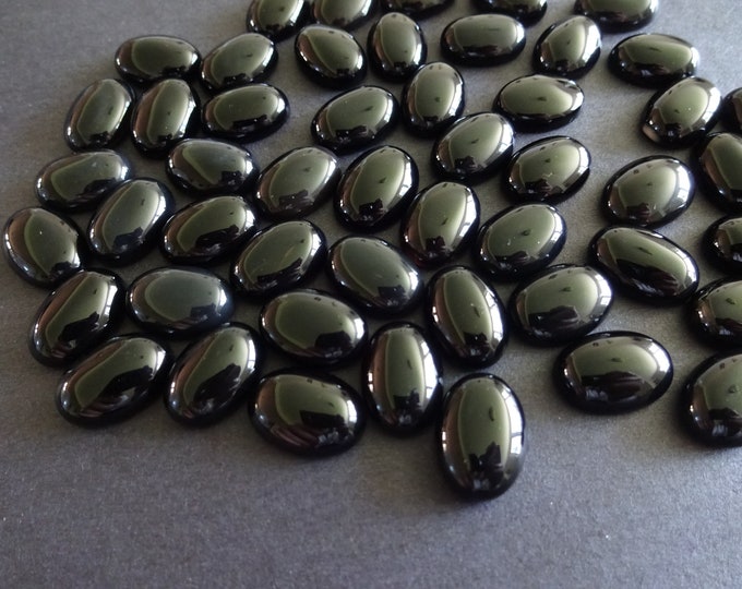 14x10mm Natural Black Agate Gemstone Cabochon, Dyed, Oval Cabochon, Polished Gem, Black Cabochon, Natural Stone, Agate Jewelry Making Gem