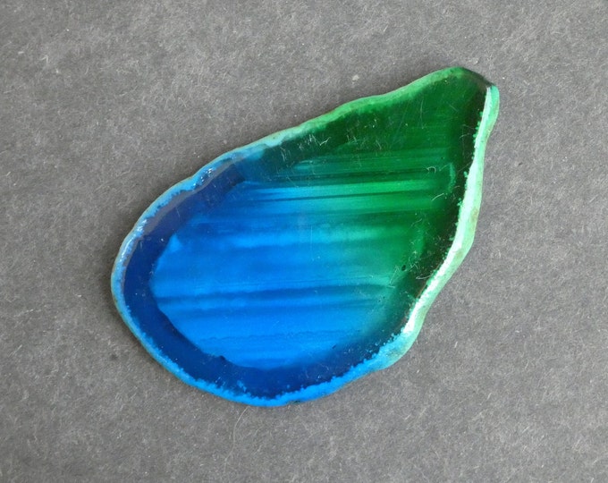 75x45mm Natural Agate Slice Cabochon, Gemstone Cabochon, Dyed, Two Tone Agate Slice, One of a Kind, Only One Available, Unique Agate Nugget