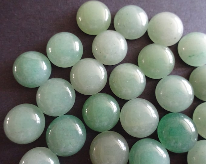 14mm Natural Green Aventurine Gemstone Cabochon, Round Dome Cabochon, Polished Gem, Natural Gemstone, Light Translucent Green, 10x4-5mm