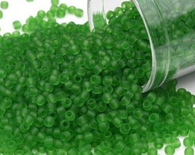 11/0 Toho Seed Beads, Transparent Frost Peridot (7F), 10 grams, About 1110 Round Seed Beads, 2.2mm w/ .8mm Hole, Frost Finish