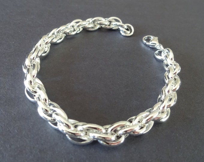 Stainless Steel Link Chain Bracelet With Clasp, Silver Chain, 8 1/4 Inch, Minimalist, Add Your Own Charms, Ready To Wear, Link Bracelet