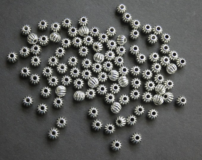 50 PACK of 6mm Metal Ball Beads, Tibetan Style Ball Bead, Metal Ball Bead, Silver Retro Beads, Silver Metal Beads, Retro Ball Spacer Bead