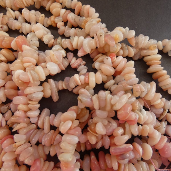 15-16 Inch 4-14mm Natural Morganite Bead Strand, About 150 Beads, Polished, Salmon Pink, Large Chips, Drilled Morganite Stones, 1mm Hole