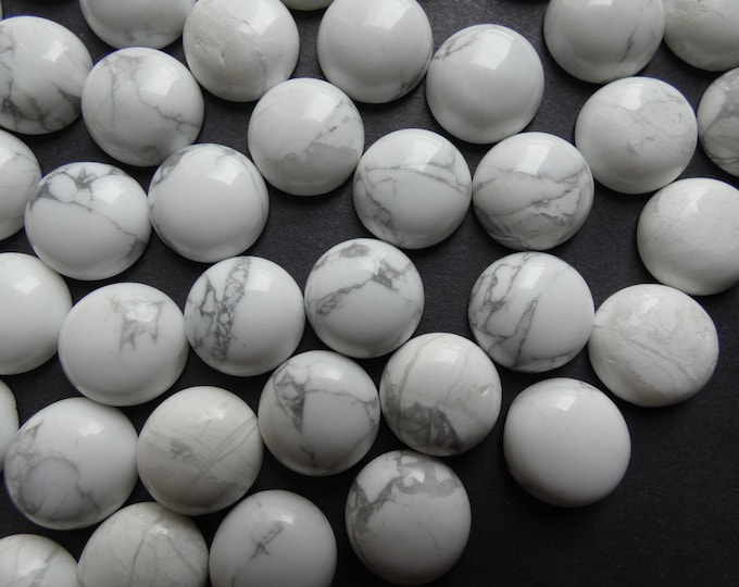 16x6mm Natural Howlite Cabochon, Round Gemstone Dome Cab, Polished Gem, Natural Stone, White Howlite, Stone Cabochon, Gray Swirls