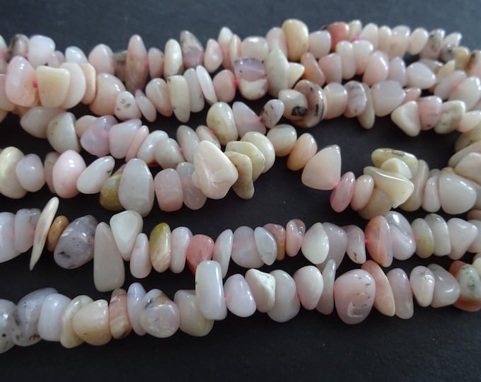 15-16 Inch 5-12mm Natural Pink Opal Bead Strand, About 75 Beads, October Birthstone, Pink Crystal, Polished Gem, Opal Nuggets & Chips