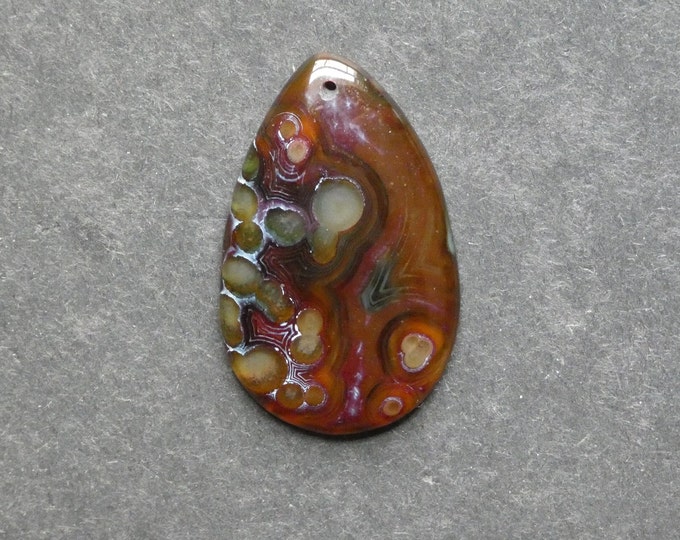 47x29mm Natural Brazilian Agate Pendant, Gemstone Pendant, One of a Kind, Large Teardrop, Brown & Purple, Dyed, Only One Available, Unique