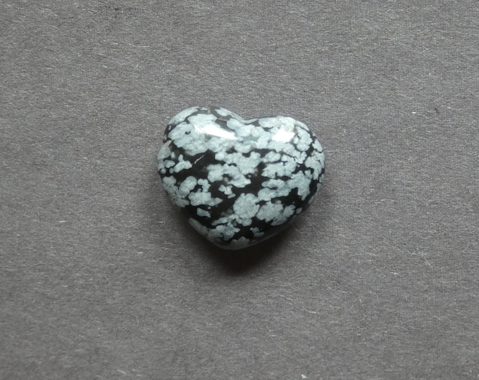 20x23x10mm Natural Snowflake Obsidian Heart Love Stone, Black and White, Pocket Palm Stone for Reiki Balancing, One of a Kind, Gemstone