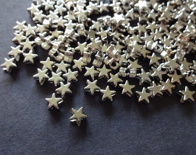 5x6mm Metal Star Bead, Metal Spacer, Star Spacer, Small Metal Spacer, Antiqued Metal Silver Star, Jewelry Making Idea, 1.5mm Hole