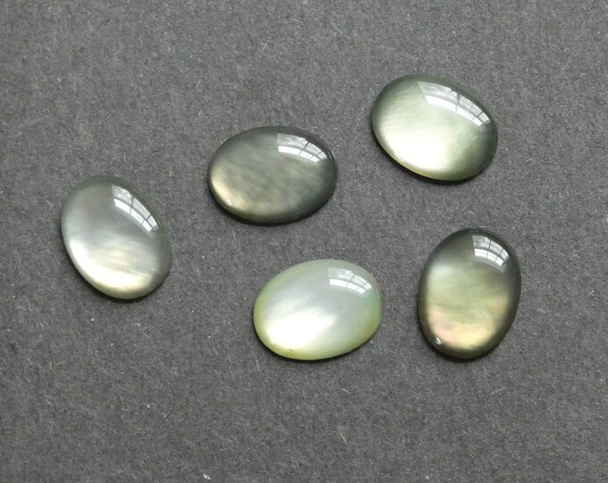 5 PACK 16x12mm Natural Black Lip Shell Cabochons, Pearlescent Sheen, One of a Kind, As Seen in Image, One Set Available, Seashell Cabs