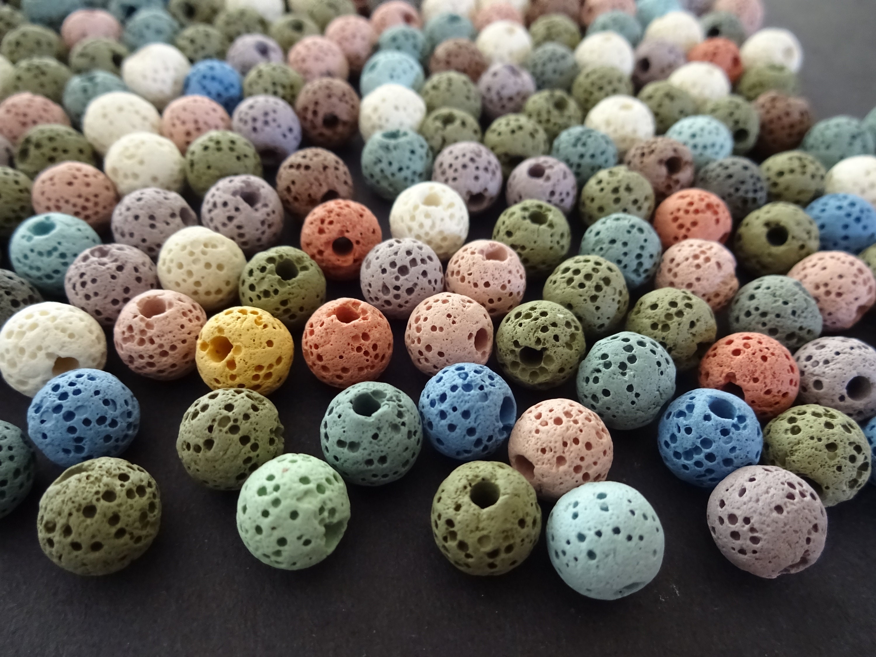 8.5mm Natural Lava Stone Ball Beads Dyed Mixed Color Pumice