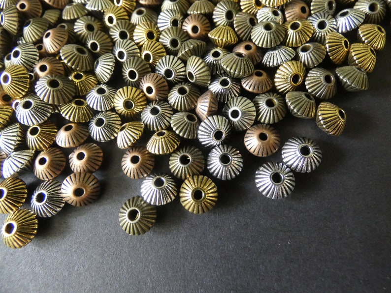 5 Color Mixed Lot Variety 1mm Holes European Style Beads Small Bicone Metallic Metal Spacers 100 Pack 8mm Bicone Tibetan Silver Beads