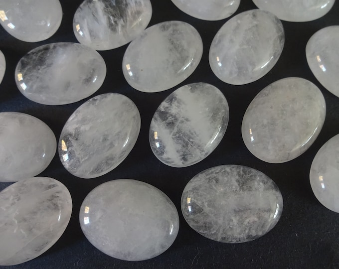 30x22mm Natural Quartz Cabochon, Oval Gemstone Cabochon, Clear Quartz Crystal, Polished Gem, Undrilled, Crystal Cab, Large Quartz Cab