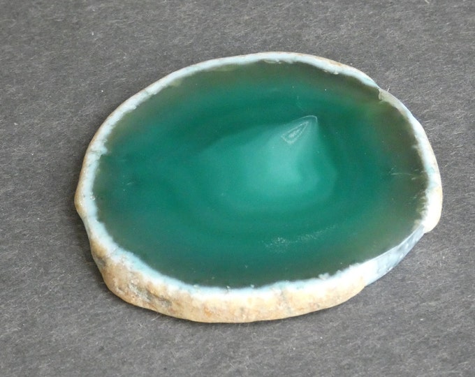 73x66mm Natural Brazilian Agate Cabochon, Large Agate Slice, One of a Kind, Green, Dyed, Only One Available, Flat Round Agate, Gemstone Cab