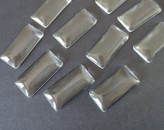 38x19mm Transparent Glass Cabochon, Rectangle Cabochon, Clear Glass Gem, Glass Jewelry Making, Glass Cab, Simple Glass Stone, Glass Crystal