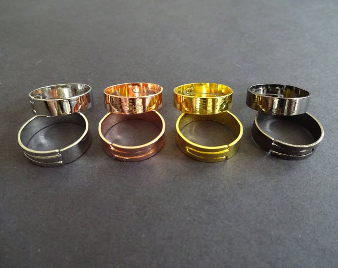 10 Pack Ring Components, Adjustable Rings, 4 Color Choices, Iron Ring Set, Ring Making, Basic Ring, Basic Band, 5mm Wide, Size 7