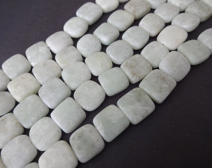 15 Inch Strand Natural Amazonite Beads, 15 Inch Bead Strand, About 28 Flat Squares, Natural Stone Beads, Gemstone Bead, Hand Cut Stone