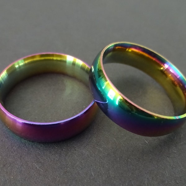Stainless Steel Multicolor Band, Multicolor Ring, Sizes 6-11, Handcrafted Steel Ring, 6mm Band, Colorful Rainbow Ring, Bright Wedding Band