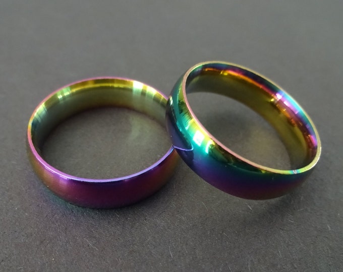 Stainless Steel Multicolor Band, Multicolor Ring, Sizes 6-11, Handcrafted Steel Ring, 6mm Band, Colorful Rainbow Ring, Bright Wedding Band