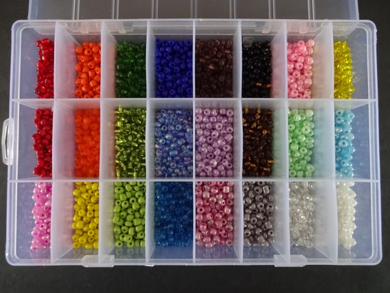 24 Color Glass Seed Bead Kit, Size 6/0, 4mm Glass Seed Bead Spacers, Mixed  Color Rainbow Seed Beads, With Organizer, Seed Bead Beginners Set 