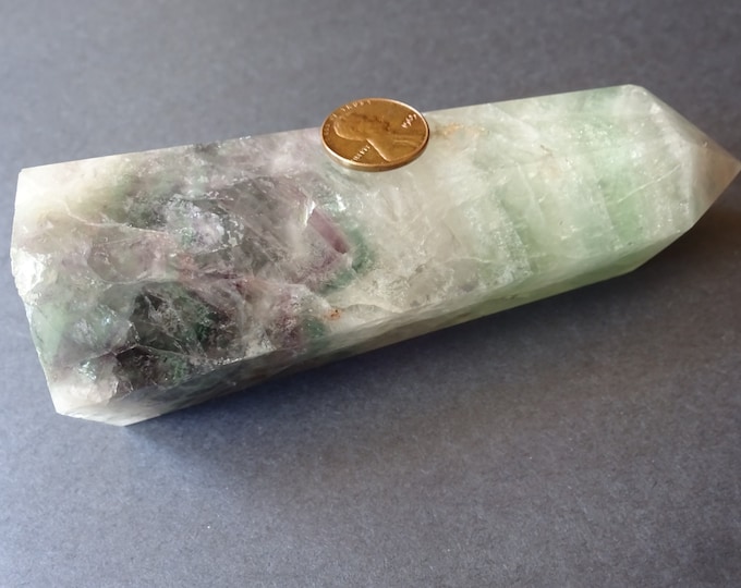 140x50mm Natural Fluorite Prism, Green, Hexagon Prism, One Of A Kind, As Seen In Image, Only One Available, Home Decoration, Fluorite Prism