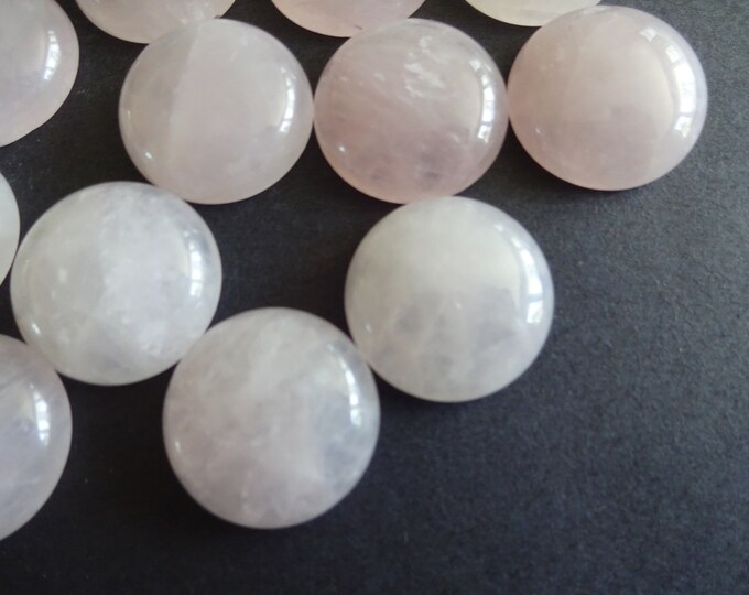 20mm Natural Rose Quartz Cabochon, Round Dome Gemstone Cabochon, Pink Stone, Pretty Gem, Polished Gem, Quartz, Light Pink, Pale, Pastel