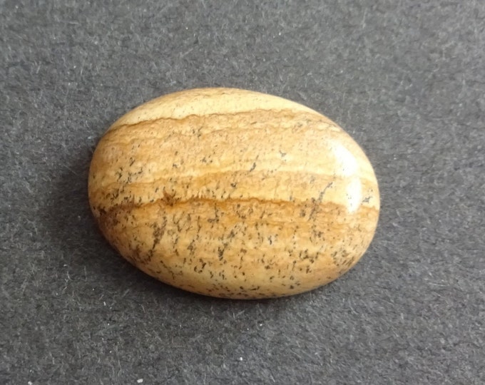 25x18mm Natural Picture Jasper Cabochon, Large Oval, Brown & Beige, One Of A Kind, As Seen In Image, Only One Available, Picture Jasper Cab